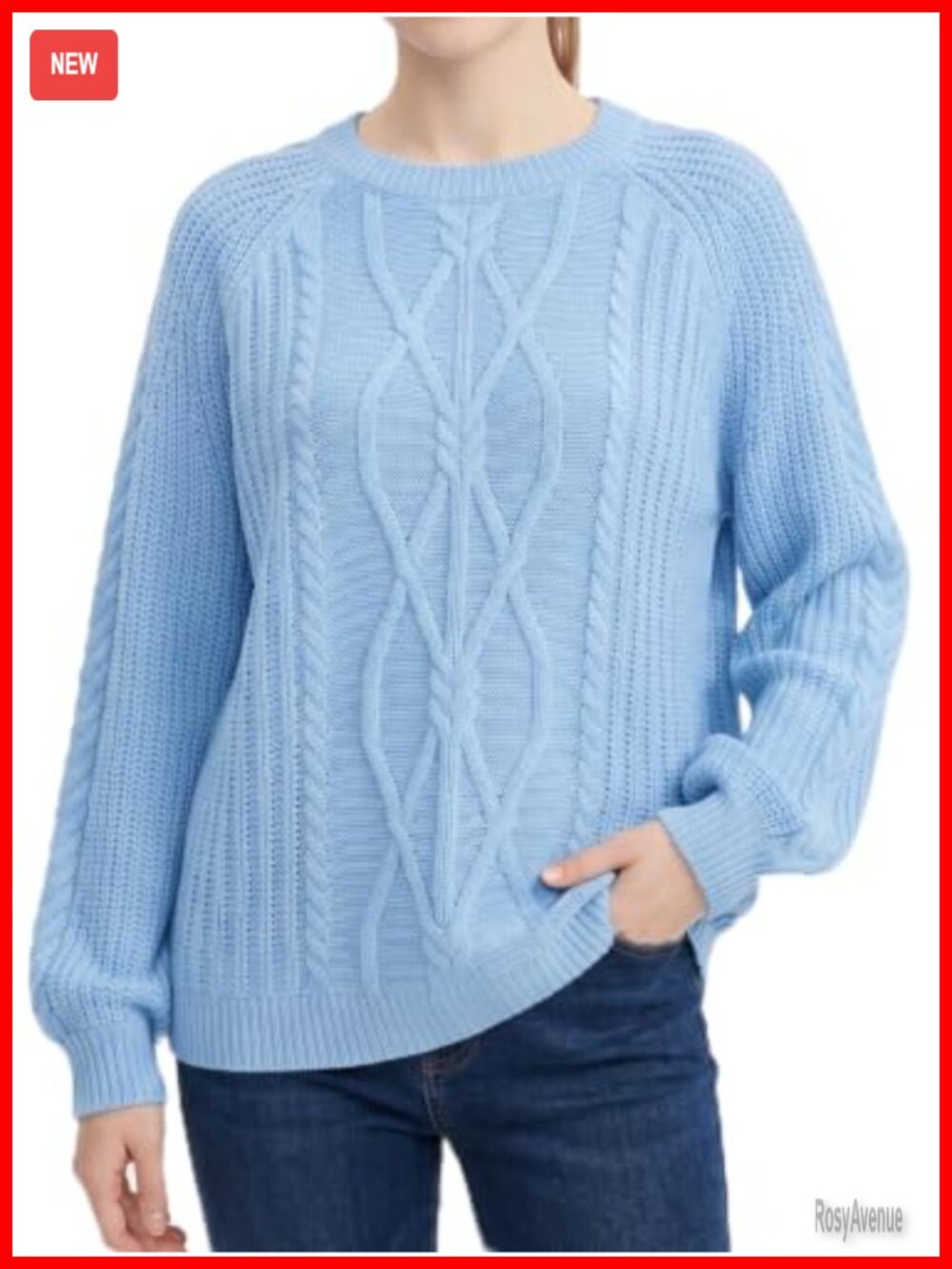 Women's Cable Knit Crewneck Sweater Soft Acrylic Pullover
